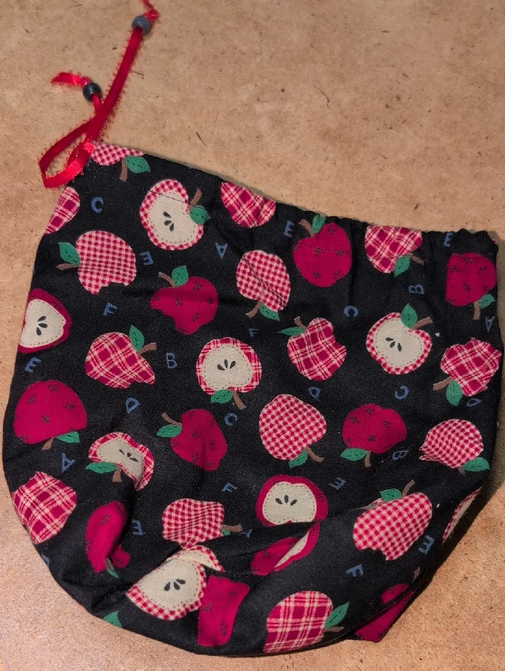 ❤️‍🔥10/$10❤️‍🔥 Teacher ABC Black Apple Drawstring Accessory Pouch